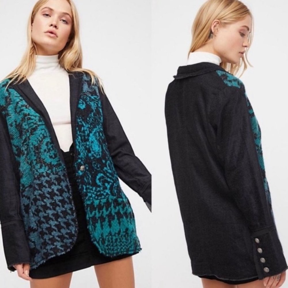 Free People Better Together Texture Blazer Black S